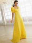 Shop 2023 ANNAKOO Yellow Short Sleeve Sequin A Line Prom Dress Under 129