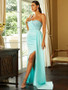 Shop 2023 ANNAKOO Mint One Shoulder Satin High Low Ruched Prom Dress Under 99
