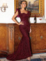 Shop 2023 ANNAKOO Straps Sequin Burgundy Trumpet Mermaid Prom Dress Under 99