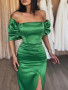 Shop 2023 ANNAKOO Green Trumpet Mermaid Short Sleeve Formal Prom Dress Under 123