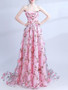 Shop 2023 ANNAKOO Pink Floral Strapless A Line Lace Up Prom Dress Under 148