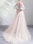 Shop 2023 ANNAKOO Long Sleeve Tulle Floral Lace Up A Line Prom Dress Under 164