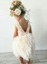 Pearl Pink Tiered Tulle Ball Gown Flower Girl Dress