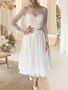 Shop 2023 ANNAKOO Long Sleeve Scoop Tea Length Tulle Wedding Dress Under 129