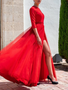 Shop 2023 ANNAKOO Deep V Neck Long Red Backless High Low Prom Dress Under 149