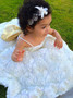 Bowknot Beading Spaghetti Straps White Organza Flower Girl Dress