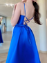 Shop 2023 ANNAKOO Backless Royal Blue Satin Long Prom Dress with High Slit Under 145