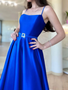 Shop 2023 ANNAKOO Backless Royal Blue Satin Long Prom Dress with High Slit Under 145