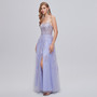 Shop 2023 ANNAKOO Lavender V Neck Tulle Appliques Prom Dress With Slit Under 148
