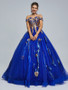 Shop 2023 ANNAKOO Off The Shoulder Blue Tulle Appliques Prom Quinceanera Dress Under 298