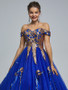 Shop 2023 ANNAKOO Off The Shoulder Blue Tulle Appliques Prom Quinceanera Dress Under 298