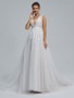Shop 2023 ANNAKOO Floral Appliques V Neck Lace Up Tulle Wedding Dress Under 245
