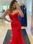 Shop 2023 ANNAKOO Strapless Mermaid Red Lace Corset Long Prom Dress Under 188