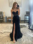 shop 2023 ANNAKOO  Black Lace See Trough Strapless Mermaid Prom Dress With Slit Under 188