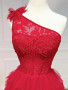 Shop 2023 ANNAKOO Lace Layer One Shoulder Tulle A Line Red Prom Dress Under 188