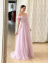 Shop 2023 Pink Off The Shoulder Tulle Long Evening Prom Dress Under 148