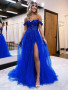 Shop 2023 ANNAKOO Off The Shoulder Blue Appliques A Line Prom Dress Under 154