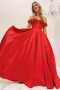 Shop 2023 ANNAKOO Red Off The Shoulder Satin A Line Formal Prom Dress Under 168