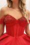 Shop 2023 ANNAKOO Red Off The Shoulder Satin A Line Formal Prom Dress Under 168