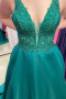 Shop 2023 ANNAKOO V Neck Backless Satin Sheer Green Lace Long Prom Dress Under 168