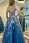 Shop 2023 ANNAKOO Tulle Blue Floral V Neck Appliques Formal  Prom Dess Under 168