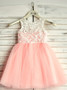 Cheap Lovely Jewel Pink Flower Girl Dress with Lace