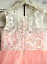 Cheap Lovely Jewel Pink Flower Girl Dress with Lace