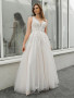 Shop 2023 ANNAKOO V Neck Appliques Lace Up Beach Outdoor Wedding Dress Under 168