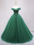 Shop 2023 ANNAKOO Off Shoulder Beading Tulle Green Long Prom Dress under 158