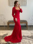 Shop 2023 ANNAKOO Long Sleeves Mermaid Red Backless Lace Prom Dress Under 178