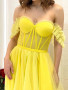 Shop 2023 ANNAKOO Off Shoulder Yellow Tulle Long A Line Layers Prom Dress Under 165