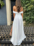 Shop 2023 Annakoo Off Shoulder White Satin Long Prom Dress With Slit Under 139