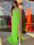 Shop 2023 ANNAKOO Green Spaghetti Straps Sequin Mermaid Prom Dress With Slit Under 178