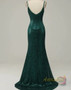 Shop 2023 ANNAKOO Dark Green Spaghetti Straps Glitter Sequin Prom Dress With Split Under 139
