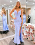 Shop 2023 ANNAKOO Lavender Trumpet Mermaid Lace Up Beading Prom Dress With Slit Under 165