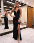 Shop 2023 ANNAKOO Black Sequin Open Back Sparkle Prom Dress With Split Under 139
