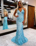 Shop 2023 ANNAKOO Bling Bling Trumpet Mermaid Sequin Backless Prom Dress Under 139