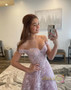 Pink Off The Shoulder Long Prom Dress With Sequin