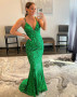 Shop 2023 ANNAKOO Green Mermaid Spaghetti straps Sequin Prom Dress Under 145