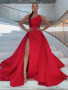 Shop 2023 ANNAKOO Red Satin One Shoulder Prom Dress with High Slit Under 139
