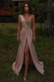 Shop 2023 ANNAKOO Pink Scoop Beading Sheer A Line Prom Dress With Slit Under 198