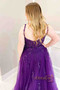 Shop 2023 ANNAKOO Grape A-line V Neck Applique Sequins Prom Dress With Pocket     