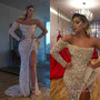 Shop 2023 ANNAKOO Long Sleeve White Sequin Mermaid Prom Dress With Slit Under 278