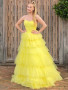 Shop 2023 ANNAKOO Yellow Tulle Layered Long Sweetheart Prom Dress Under 169