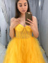 Shop 2023 ANNAKOO Sweetheart Fluffy Yellow Tulle Long See Through Prom Dress Under 136