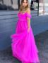 Shop 2023 ANNAKOO Off Shoulder Fuchsia Tulle Beading Long Prom Dress Under 145