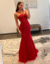 Shop 2023 ANNAKOO Red Mermaid Spaghetti Straps Long Prom Dress Under 167