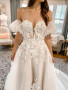Shop 2023 ANNAKOO Princess Tulle Applique  Removable Short Sleeves Wedding Dress Under 245