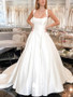Shop 2023 ANNAKOO Ruffles Straps Ball Gown Satin Court Train Wedding Dress under 188