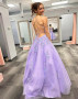 Shop 2023 ANNAKOO Purple A Line Corset Back Floral Prom Dress Under 169